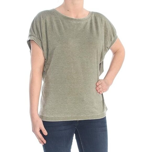 Sanctuary Clothing Women's Damen Sundance Basic T Shirt Top Back Hole Green SZ L - Picture 1 of 3